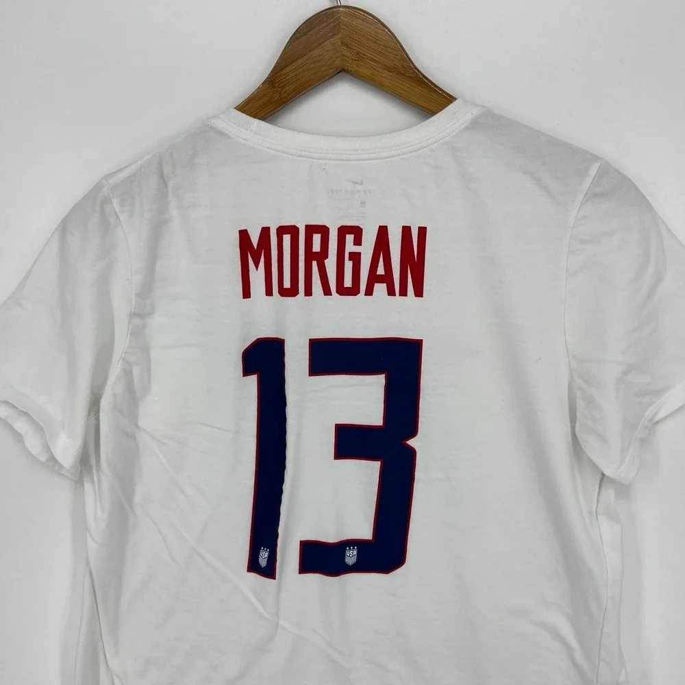 Nike T-Shirt Women's L White‎ US Soccer #13 Alex Morgan USA United States Futbol